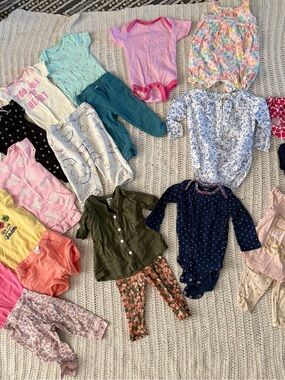 Mixed Baby Girl Clothing Bundle - Multi-Color Onesies & Outfits 9M